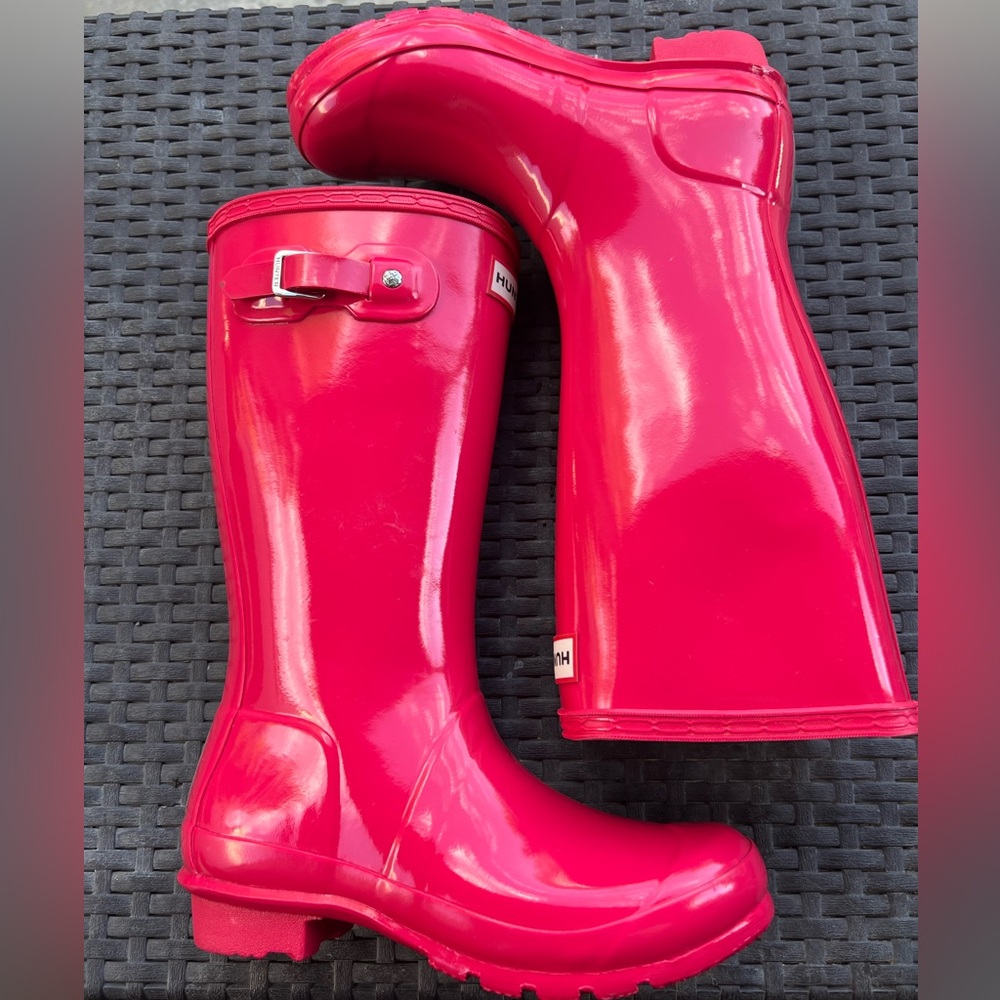 Hunter Wellingtons BRIGHT PINK Waterproof Rubber RAIN BOOTS US Youth 4G/3B